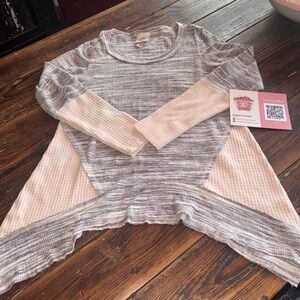 Knox Rose Gray and Cream Striped Sweater size small oversized